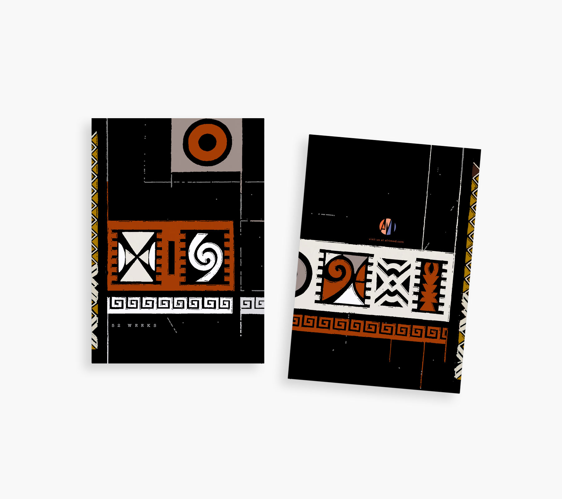 Undated Weekly Planner – African abstract art (black)