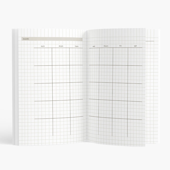 Personalized Warm Grey Grid Monthly Planner – undated