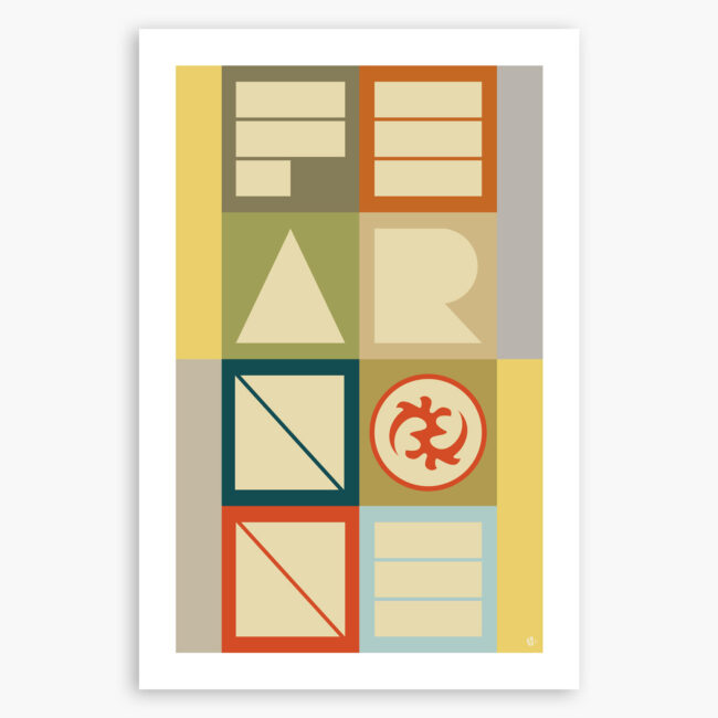 Fear None Graphic Print (Earthtones) – Minimalist Typographic Adinkra Symbol Print