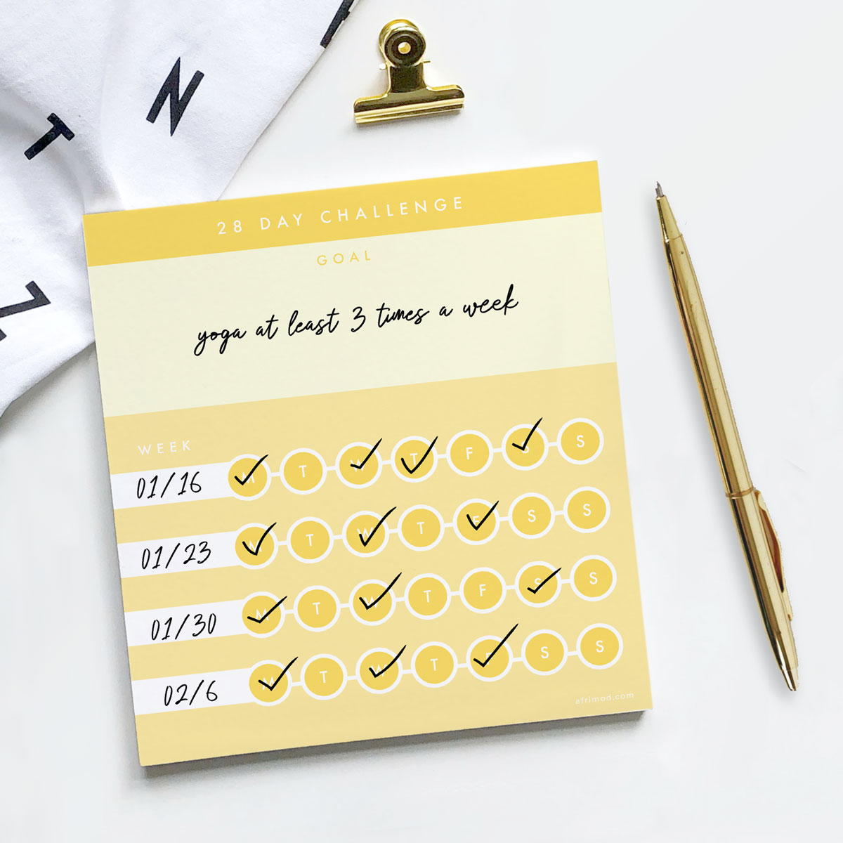 Habit Tracker Notepad (28 Day Challenge) – Sunshine