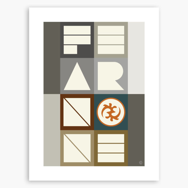 Fear None Graphic Print (Neutrals) – Minimalist Typographic Adinkra Symbol Print
