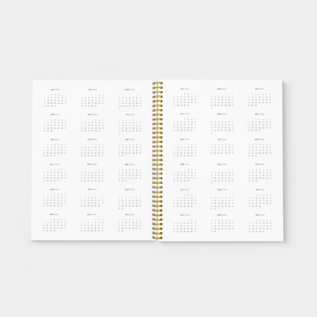 Hardcover Wire-Bound Minimalist 36-Month Planner (black & white) – start any month
