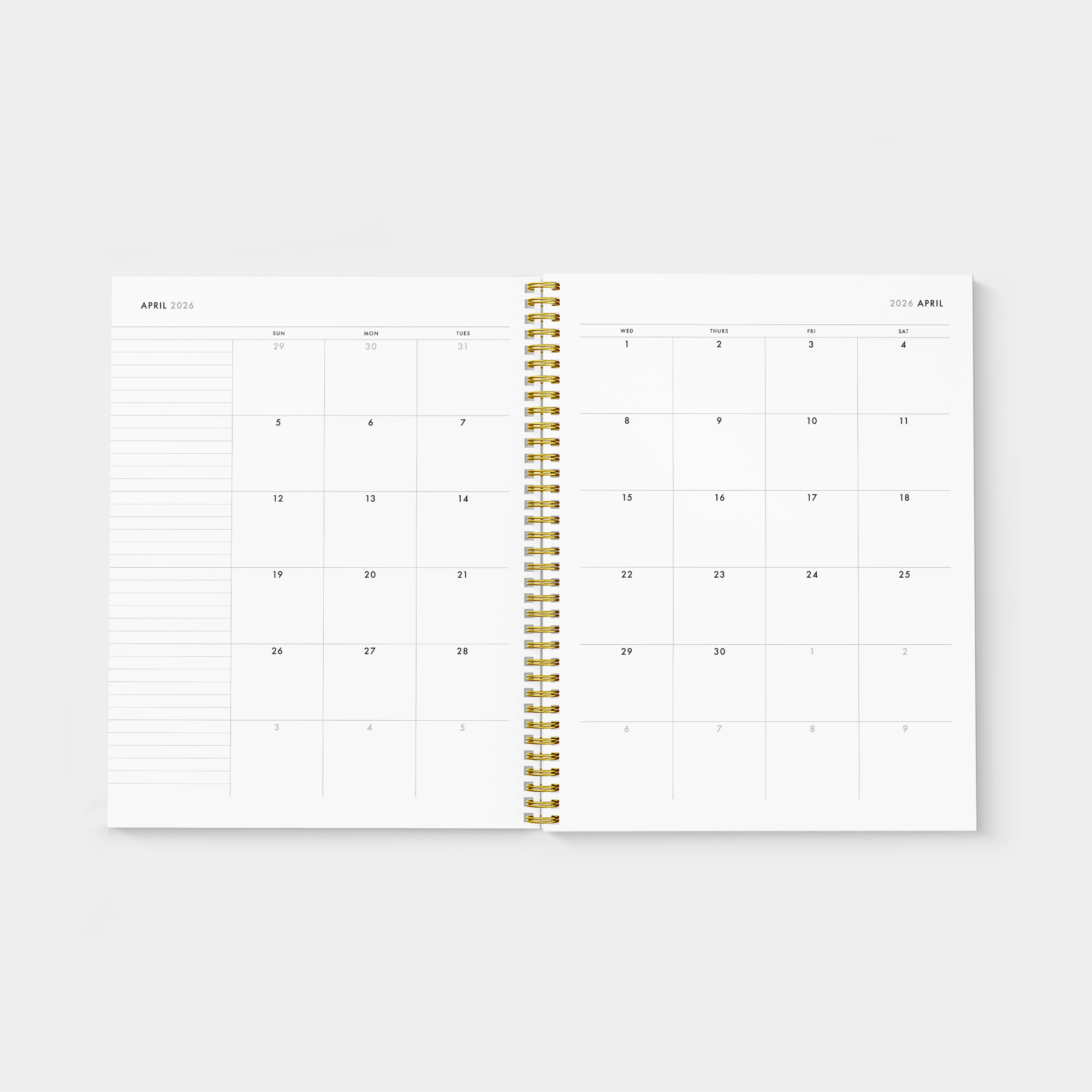 Hardcover Wire-Bound Minimalist 36-Month Planner (grey) – start any month
