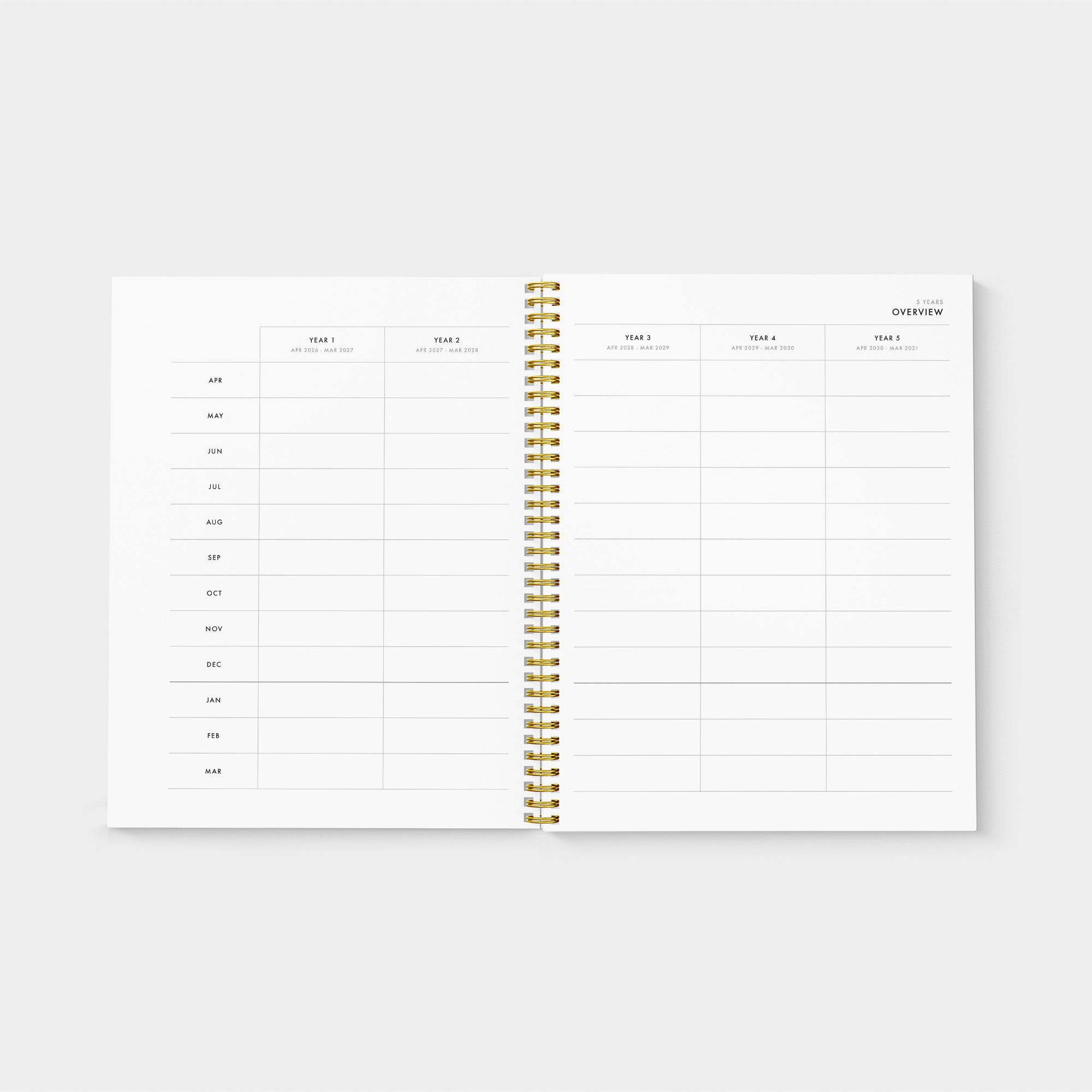 Hardcover Wire-Bound 5-Year Monthly Planner / 60-Month Calendar (earthtones – 8.5×11) – start any month