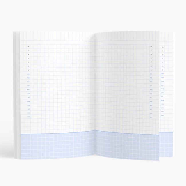 Personalized Blue Grid Daily Planner (3 months) – Days + Months
