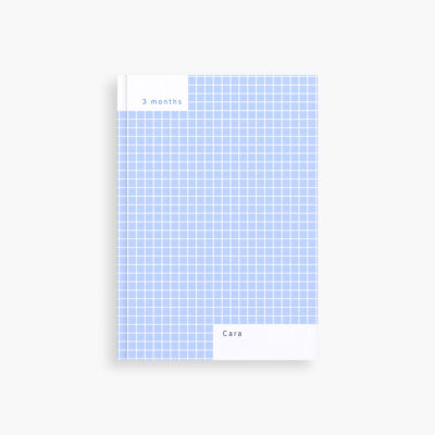 Personalized Blue Grid Daily Planner (3 months) - Days + Weeks + Months