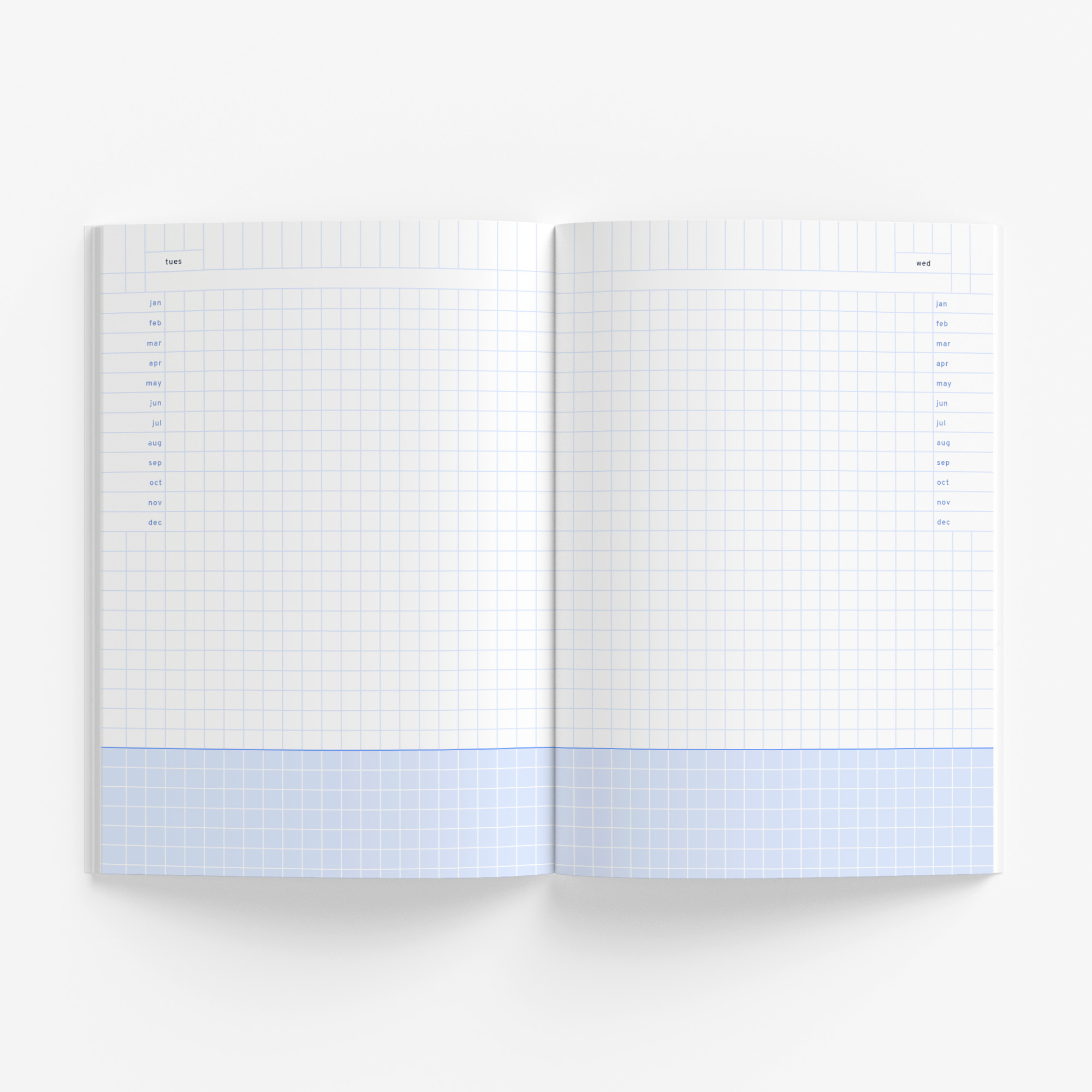 Personalized Blue Grid Daily Planner (3 months) – Days + Weeks + Months