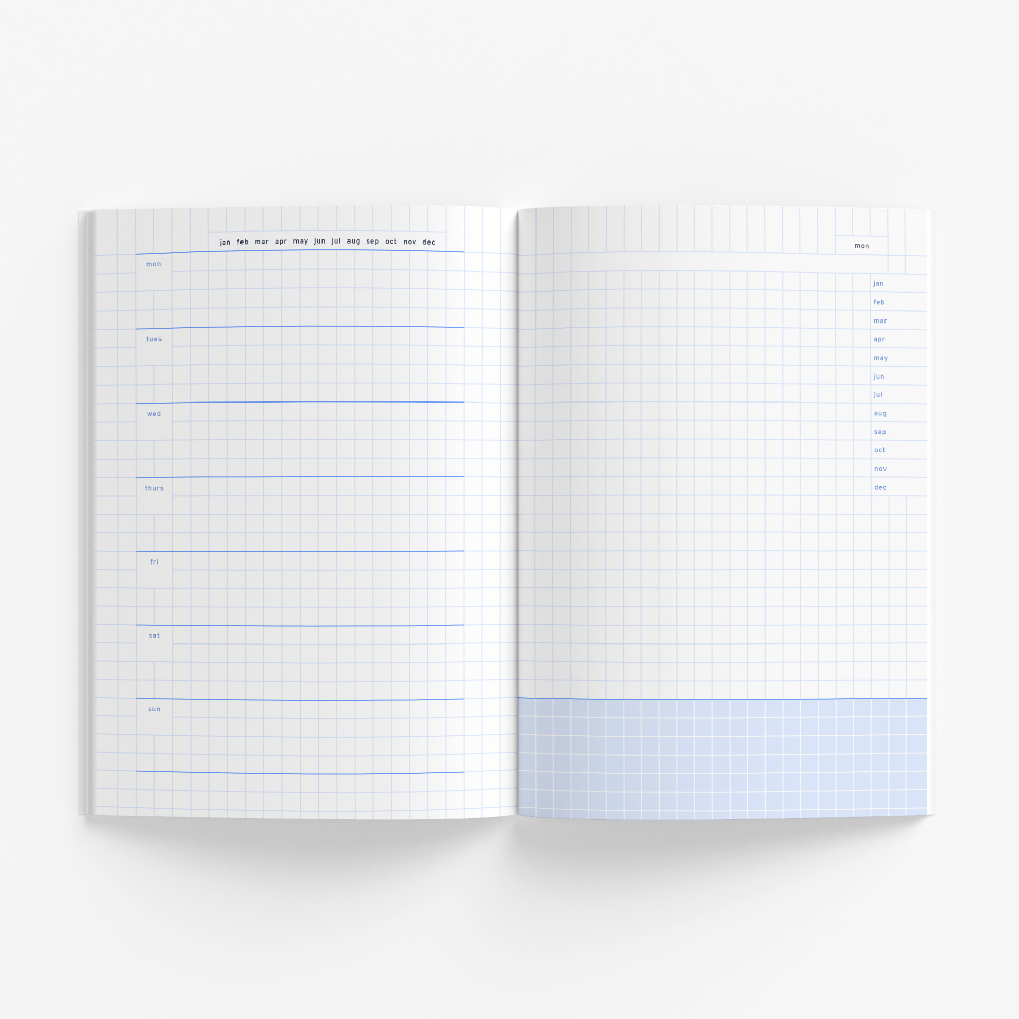 Personalized Blue Grid Daily Planner (3 months) – Days + Weeks + Months