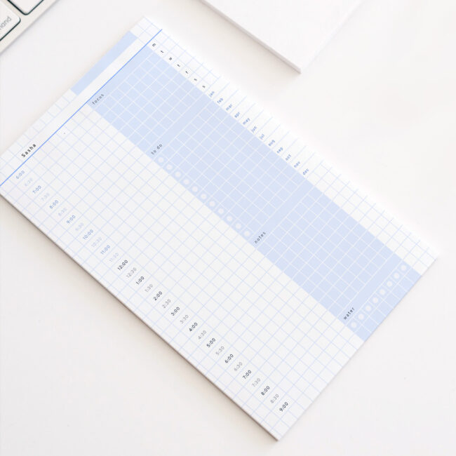 Personalized Blue Grid Daily Schedule Notepad