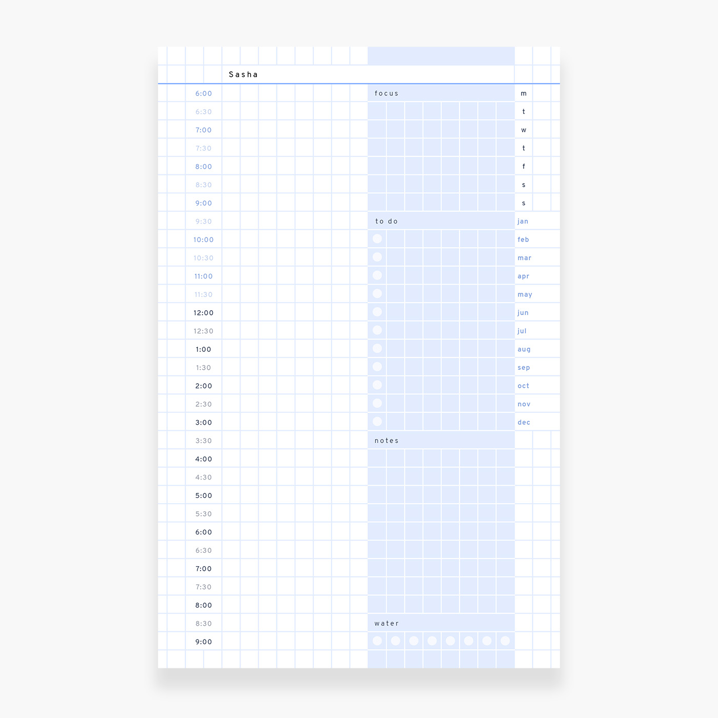 Personalized Blue Grid Daily Schedule Notepad